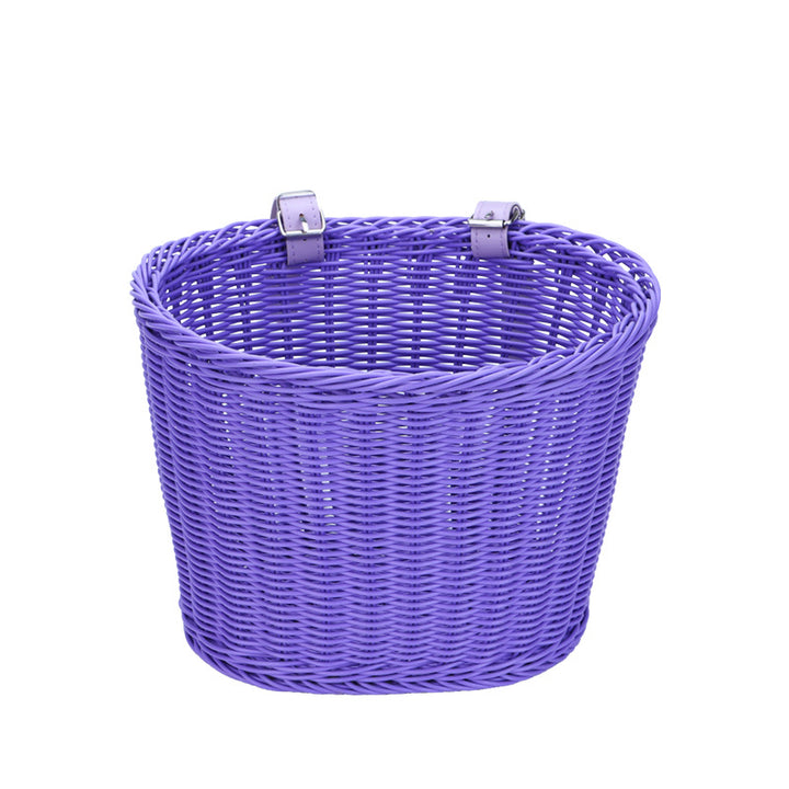 Woven Storage Basket with Leather Straps Kalsten