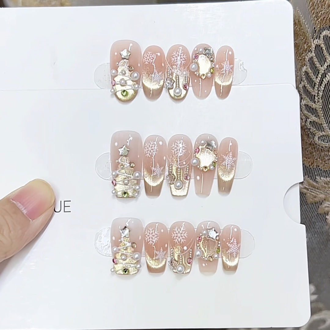 Festive Holiday-Themed Press-On Nails Set Kalsten