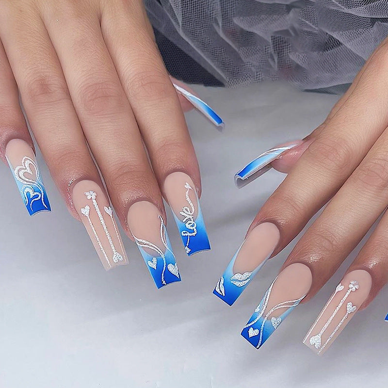 Creative nail art set with elegant heart and gradient patterns Kalsten