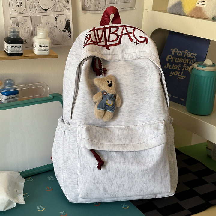 Casual Backpack with Cute Plush Keychain Kalsten