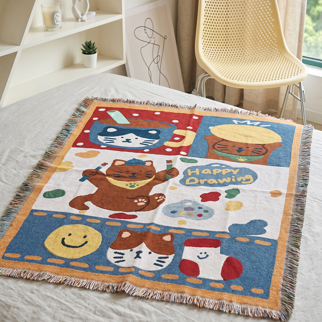 Playful Spring-Themed Throw Blanket
