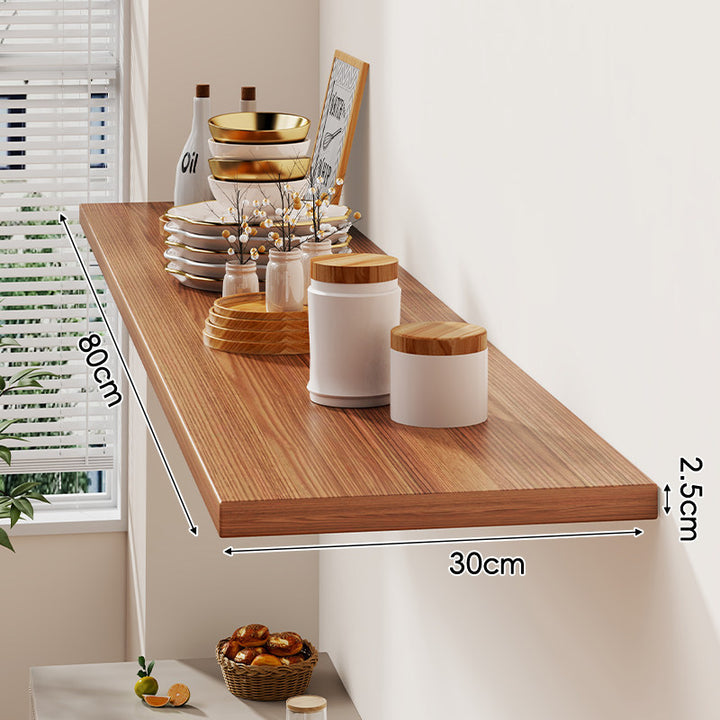 Floating Wall-Mounted Solid Wood Display Shelf with Concealed Brackets and Slim Profile