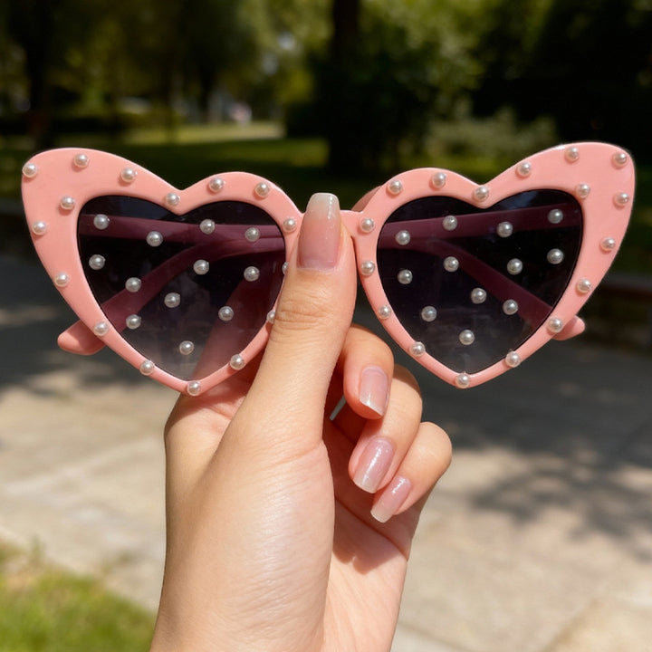 Pearl-Embellished Heart-Shaped Sunglasses Kalsten