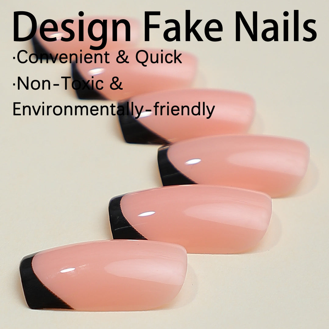 Artificial nail set with elegant French tip design and modern accents Kalsten