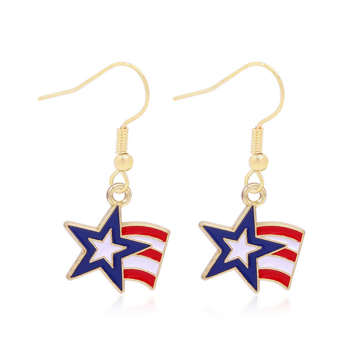 Women's star-shaped enamel earrings with USA flag motif and gold-plated fish Kalsten