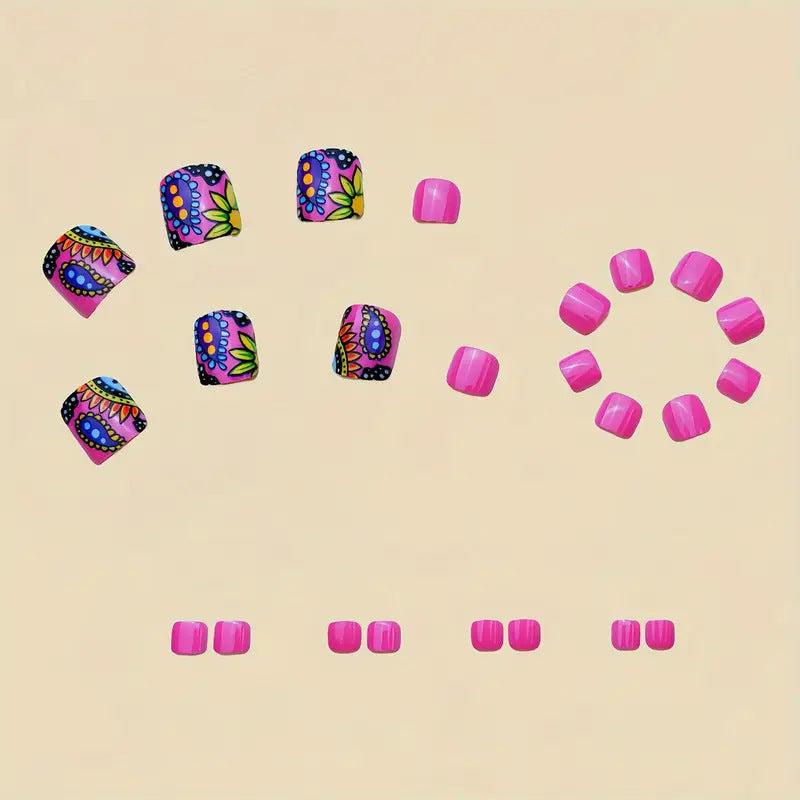 Artificial nail set with colorful mandala design Kalsten
