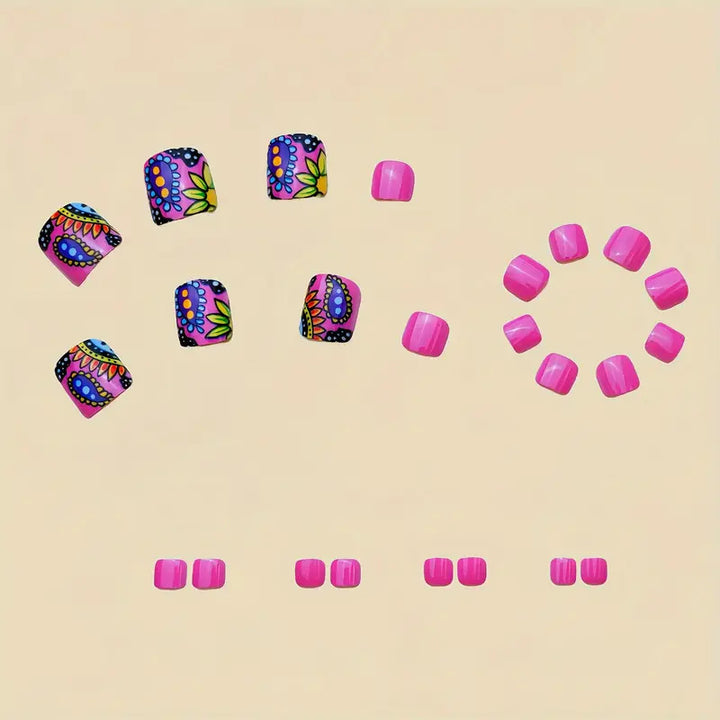 Artificial nail set with colorful mandala design Kalsten