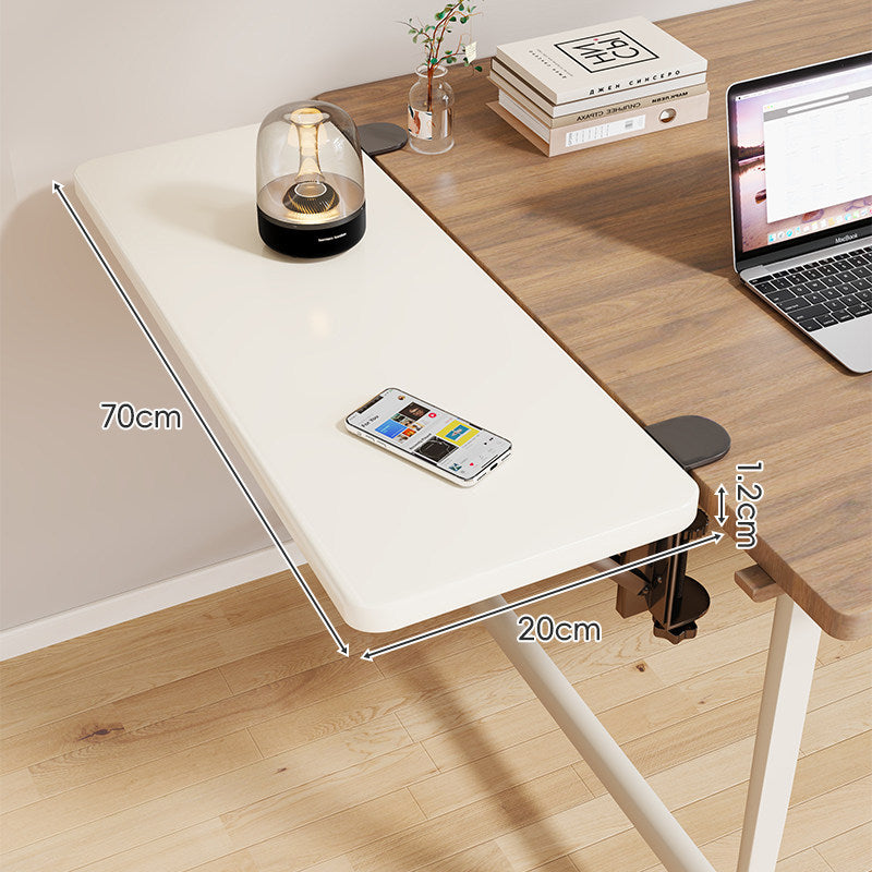 Clamp-On Adjustable Wooden Desk Side Shelf Extension with Foldable Bracket
