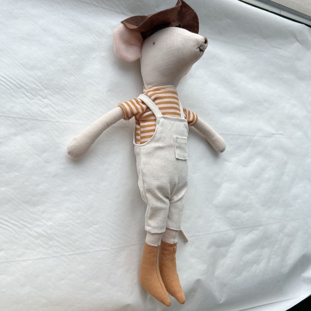 Soft Linen Superhero Mouse Plush with Detachable Cape