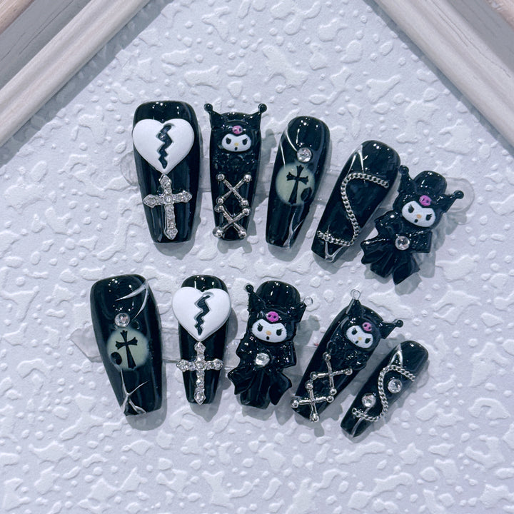 Gothic-Inspired Decorative Press-On Nail Art Set