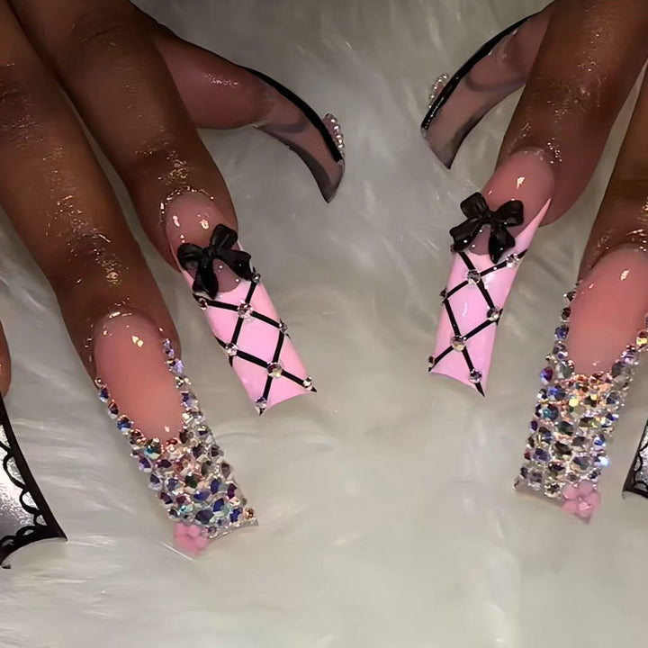 Luxury Nail Art Set with Rhinestone and Bow Accents Kalsten