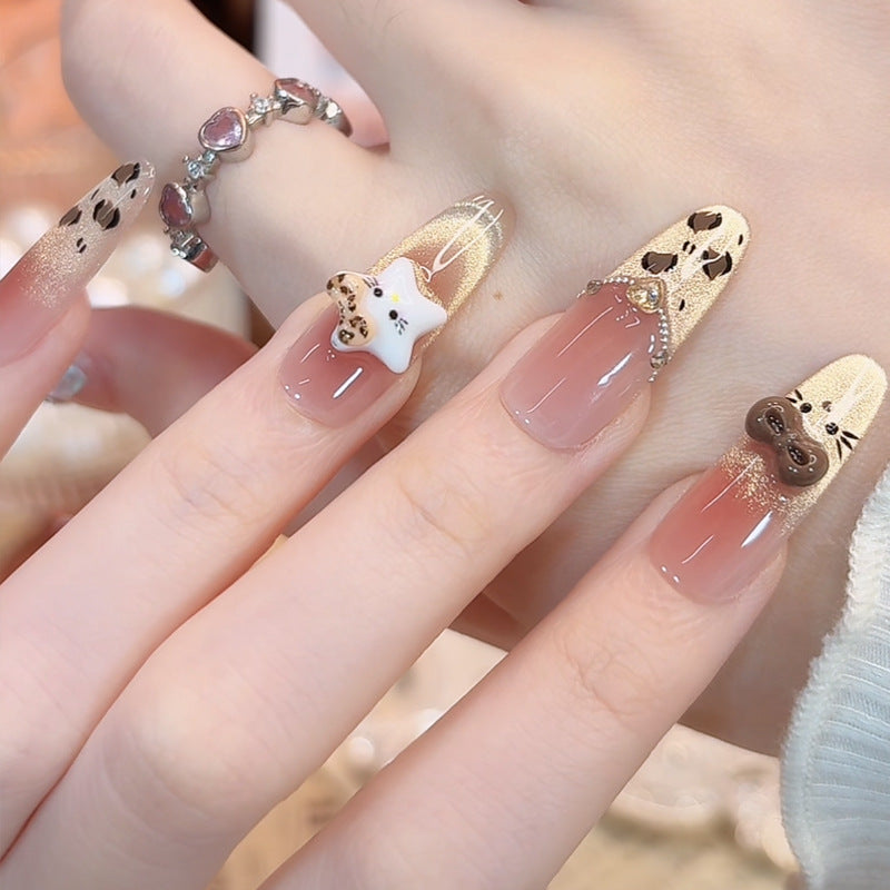 Glamorous artificial nail tips with 3D flower and crystal embellishments Kalsten