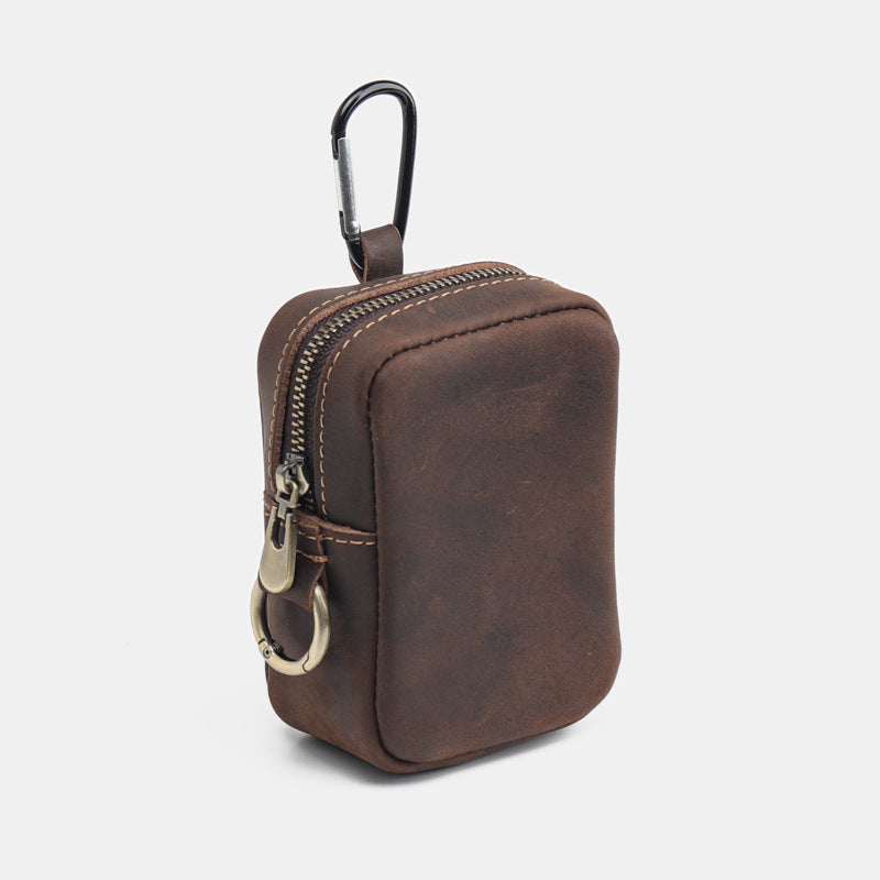 Leather Zippered Keychain Pouch