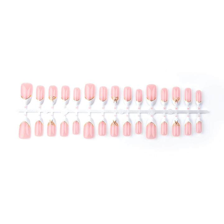 Elegant French Tip Press-On Nail Art Set with Gold Accents Kalsten