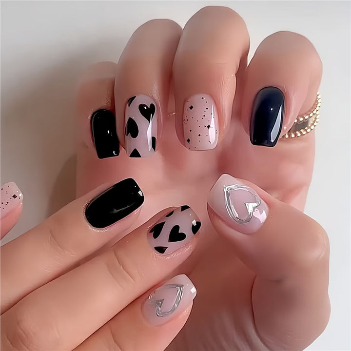 Artistic Heart-Themed Press-On Nail Set Kalsten