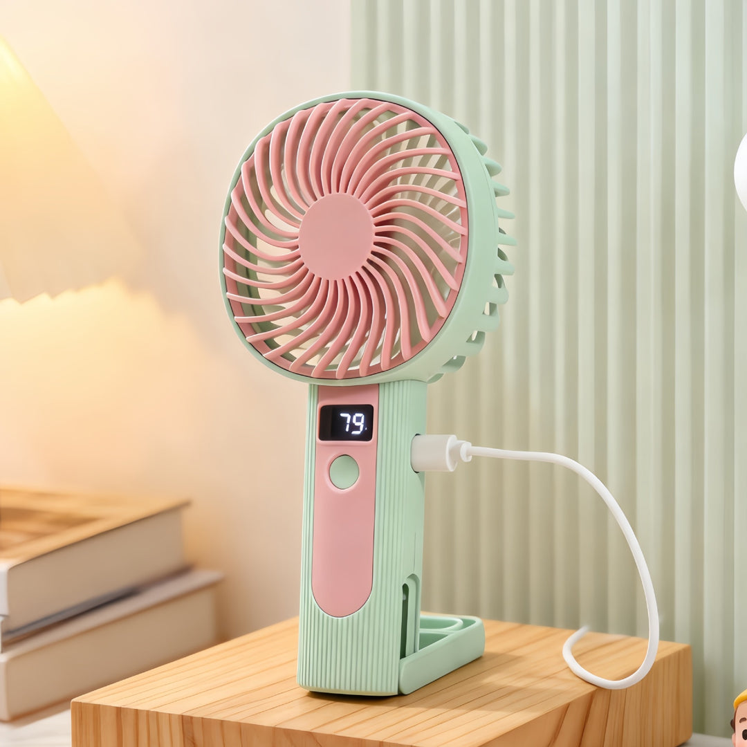 Portable hand fan with digital display and USB charging function Kalsten