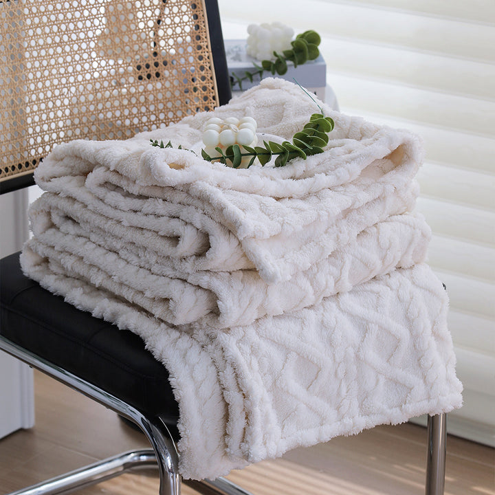 Square plush cushion cover with Scandi braid pattern and extra soft Sherpa quality Kalsten