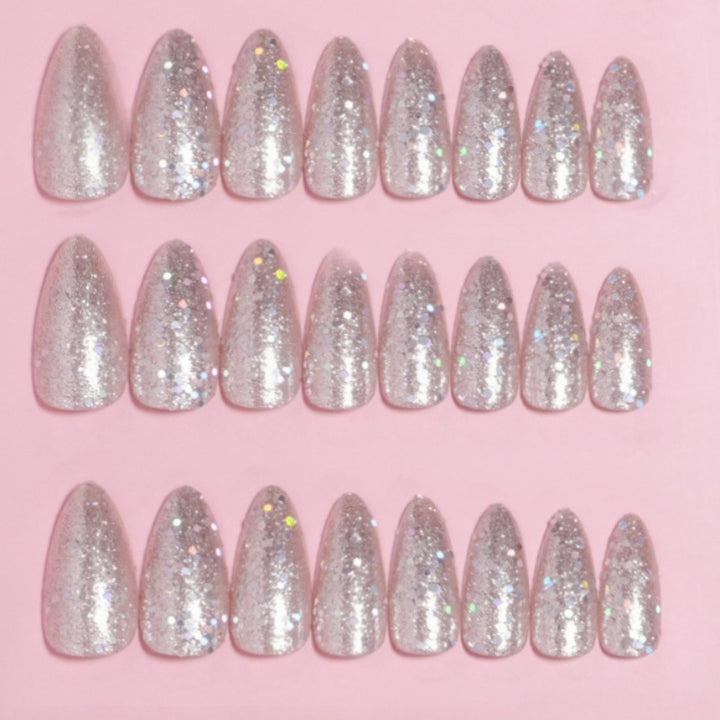 Glittering Almond-Shaped Press-On Nail Set Kalsten