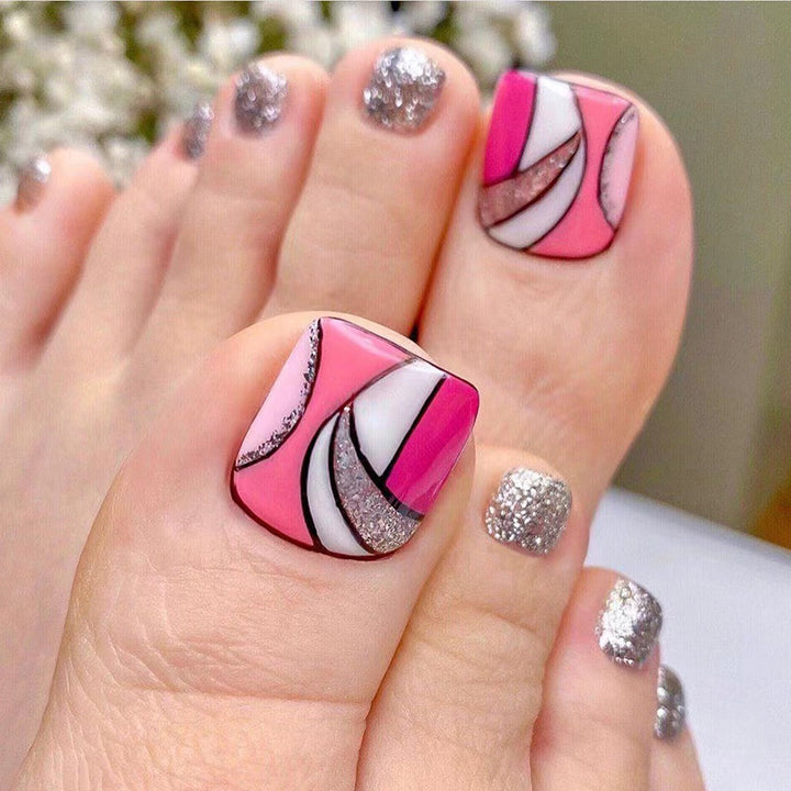 Artful toenail art with colorful geometric designs Kalsten