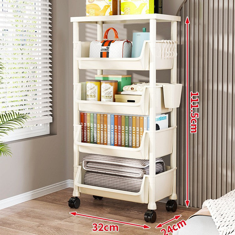 Compact Two-Tier Rolling Storage Cart with Removable Bins and Swivel Casters