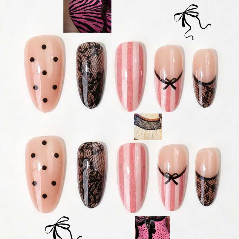 Elegant Lace-Inspired Press-On Nail Set Kalsten