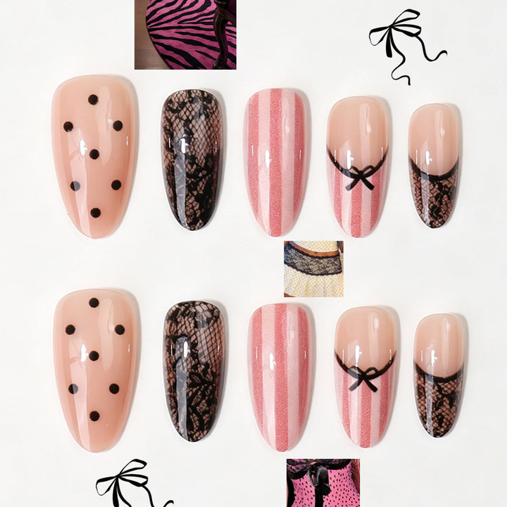 Elegant Lace-Inspired Press-On Nail Set Kalsten
