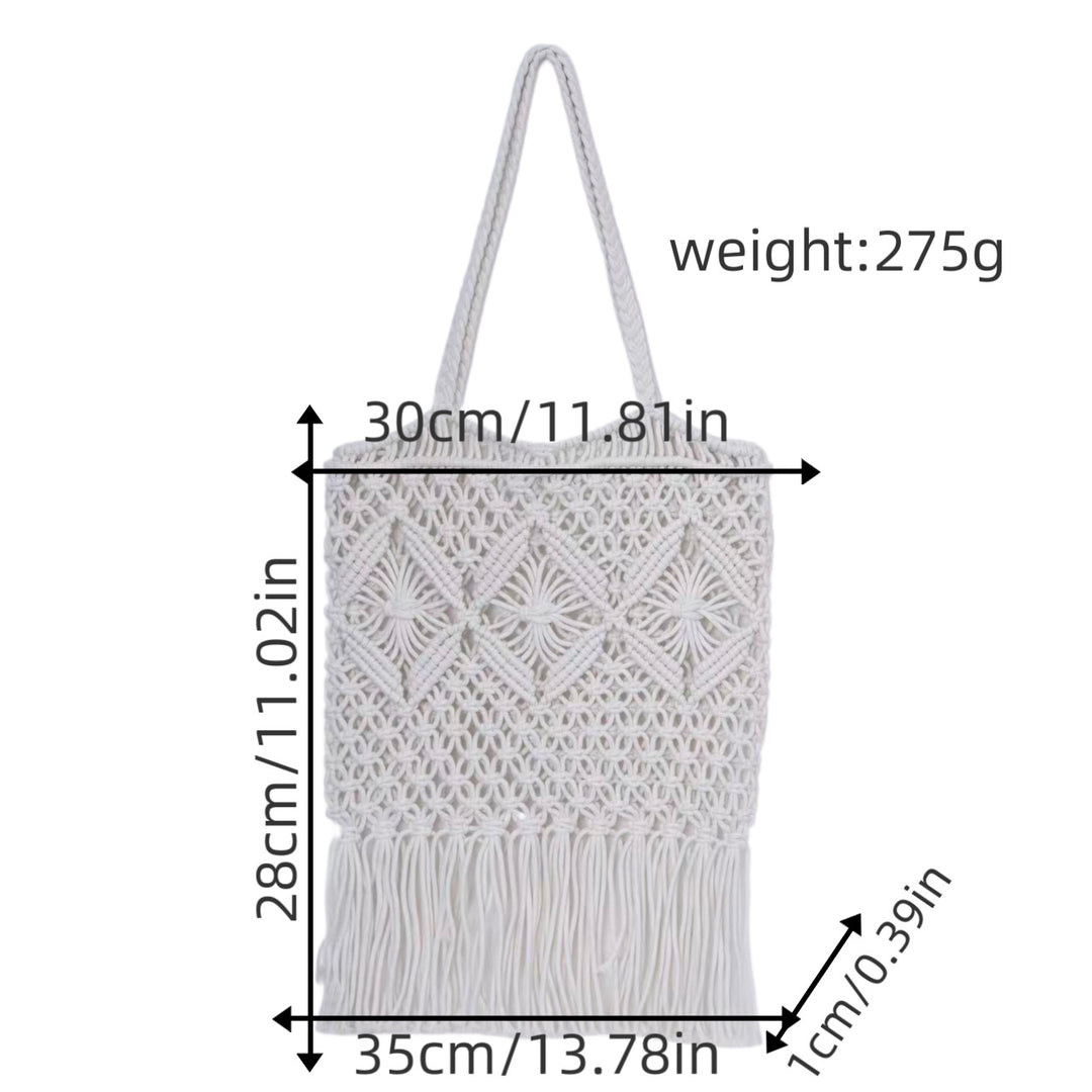 Macrame shoulder bag with fringed design Kalsten