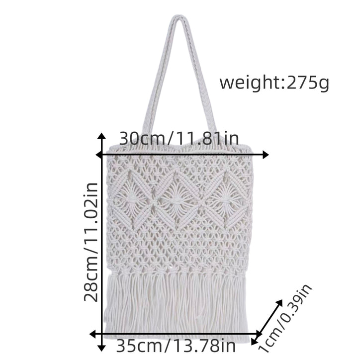Macrame shoulder bag with fringed design Kalsten
