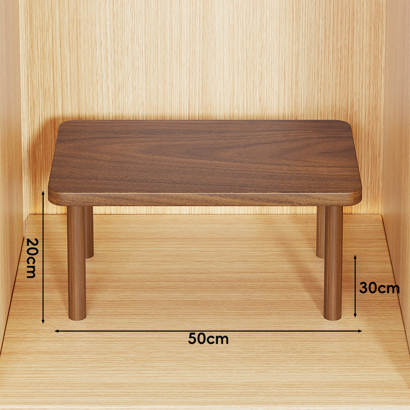 Height-Adjustable Rectangular Wooden Riser Table with Detachable Round Legs