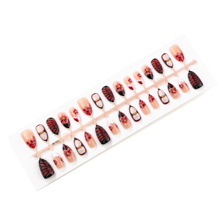 Artistic Floral-Embellished Press-On Nail Set