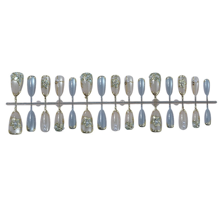 Artificial nail set with elegant floral decorations and shine Kalsten