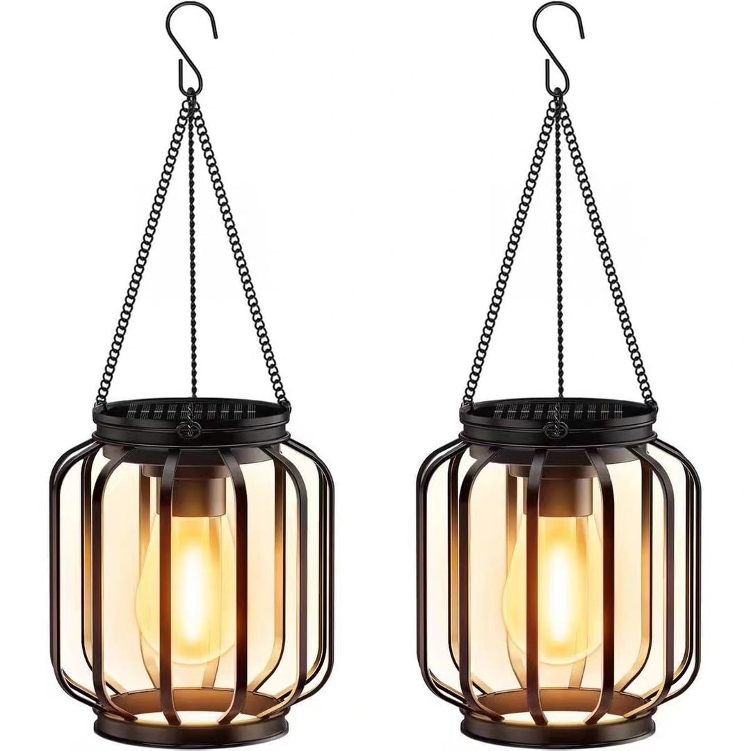 Vintage Hanging Metal Lantern Pendant With Edison-Style Bulb Cage And Adjustable Chain Kalsten