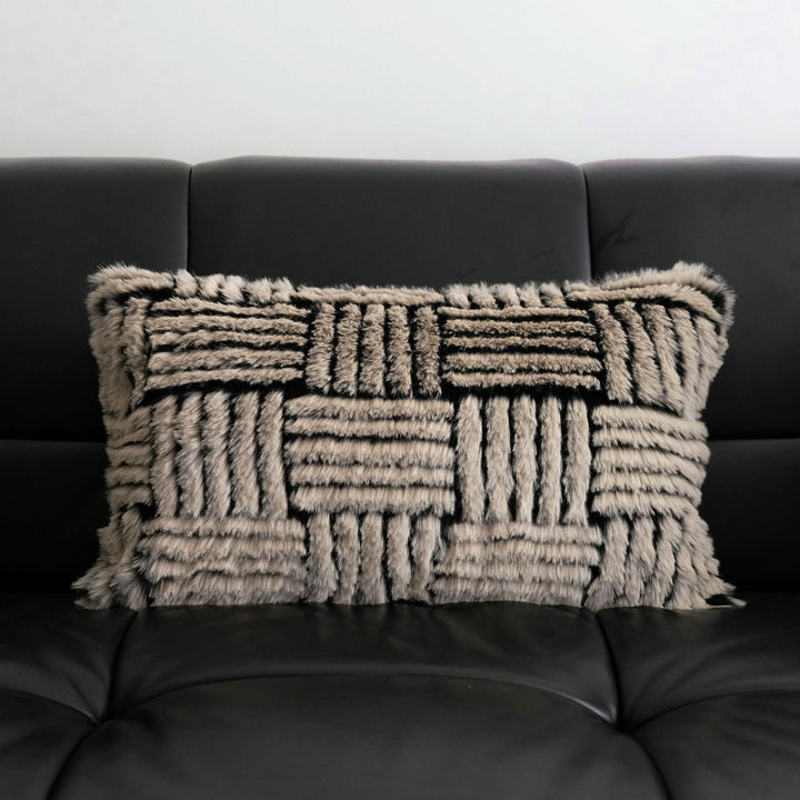Chic Textured Fur Accent Pillow for Home Decor