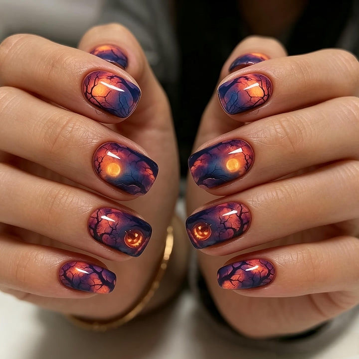 Creative artificial nails with celestial moon and star motif Kalsten