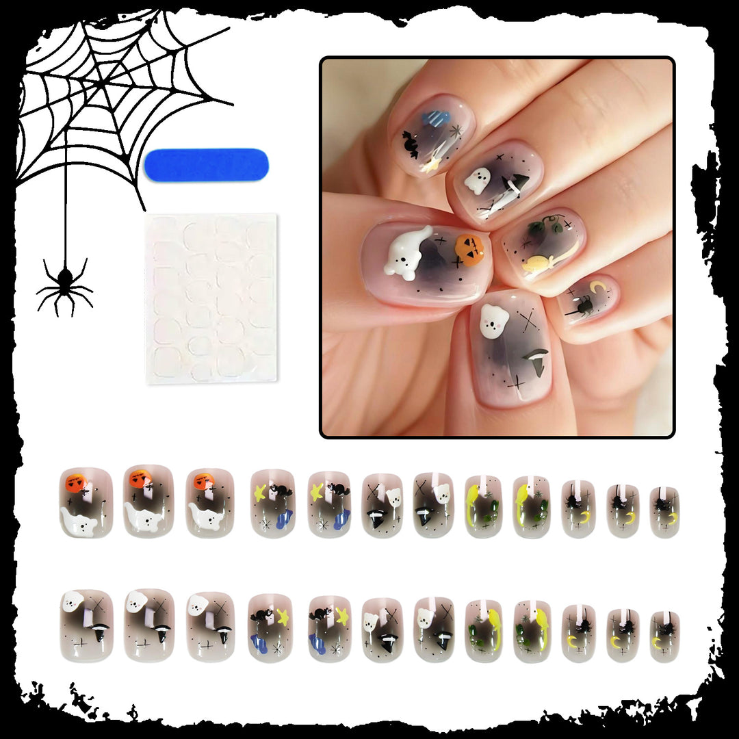 Artificial nail set with Halloween motifs and creative designs Kalsten