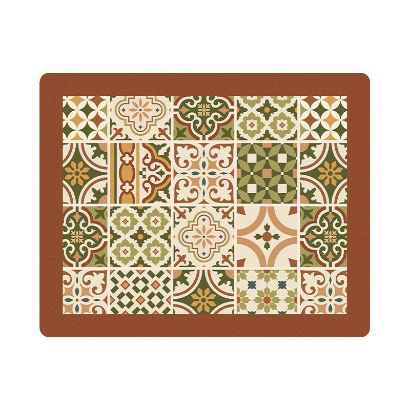 Decorative Floral Print Kitchen Mat for Home