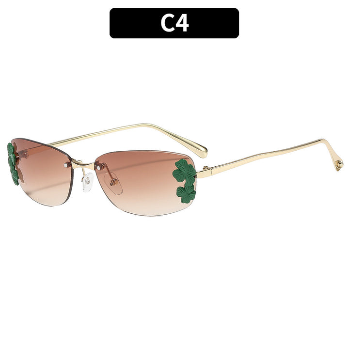 Floral Accent Rectangular Sunglasses