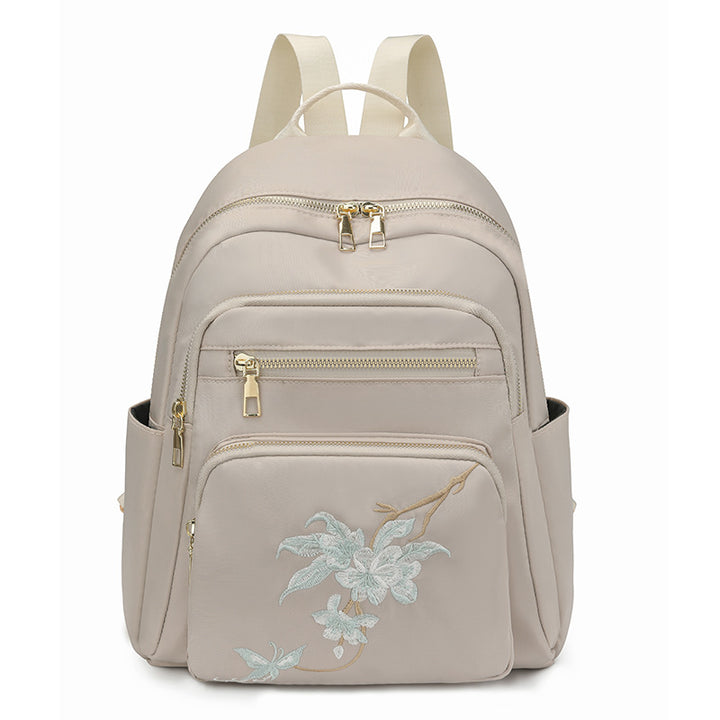Embroidered Multi-Pocket Backpack