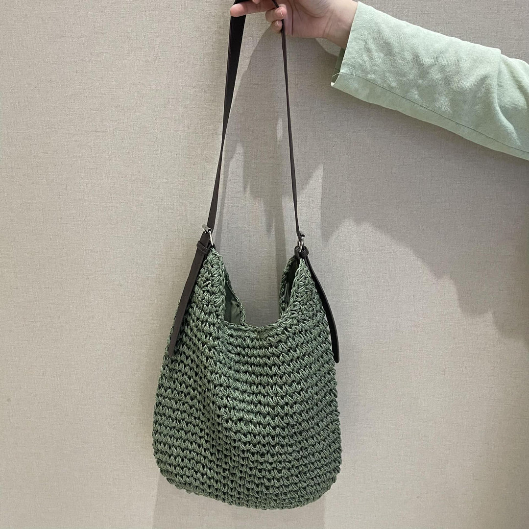Handcrafted macrame shoulder bag with leather straps Kalsten