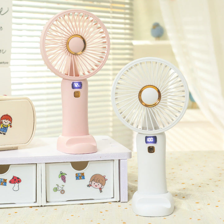 Ladies Portable USB Handheld Fan with Digital Speed Control Kalsten