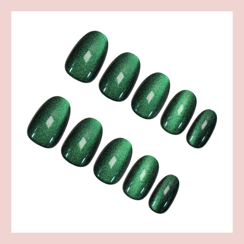 Artificial nail set with shimmering green effects Kalsten