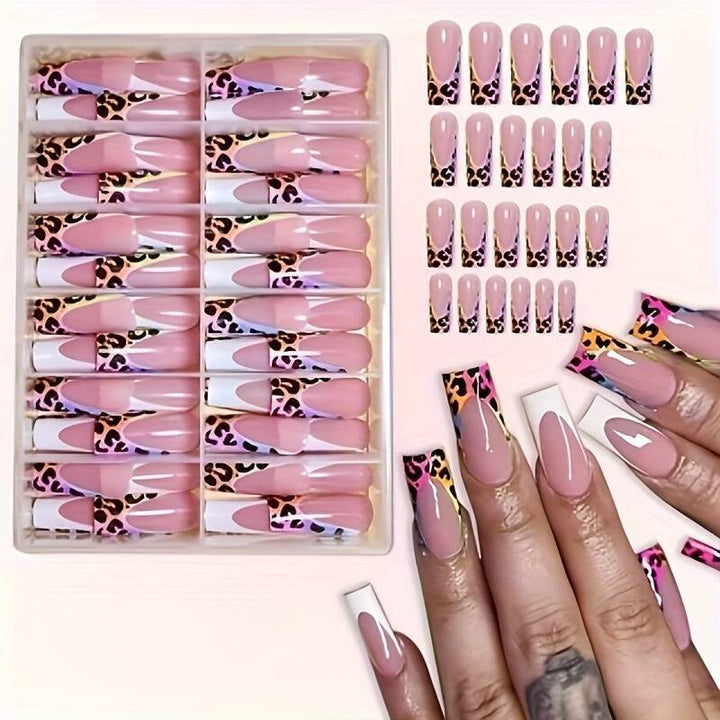 Stylish Press-On Nail Set with Leopard Design Kalsten