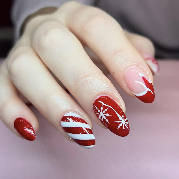 Festive Holiday-Themed Stiletto Nail Art Set Kalsten