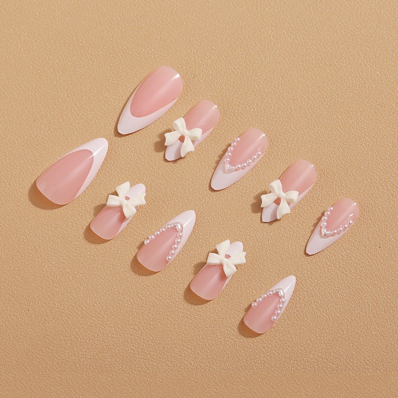 Artificial nail set with elegant bows and 3D decorations Kalsten