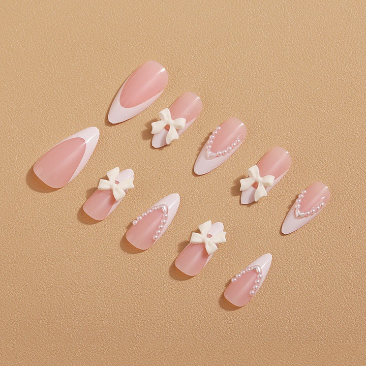Artificial nail set with elegant bows and 3D decorations Kalsten