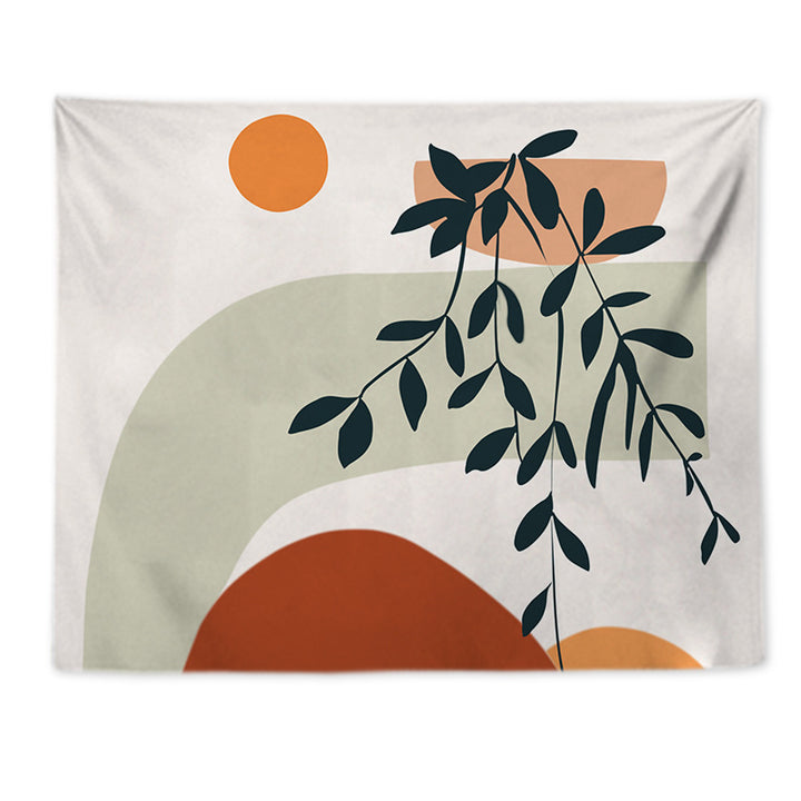 Tapestry with abstract botanical print and lightweight polyester fabric Kalsten