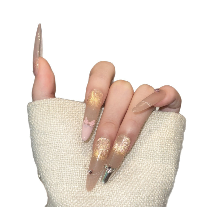 Handmade Press-On Nail Set with Decorative Accents Kalsten