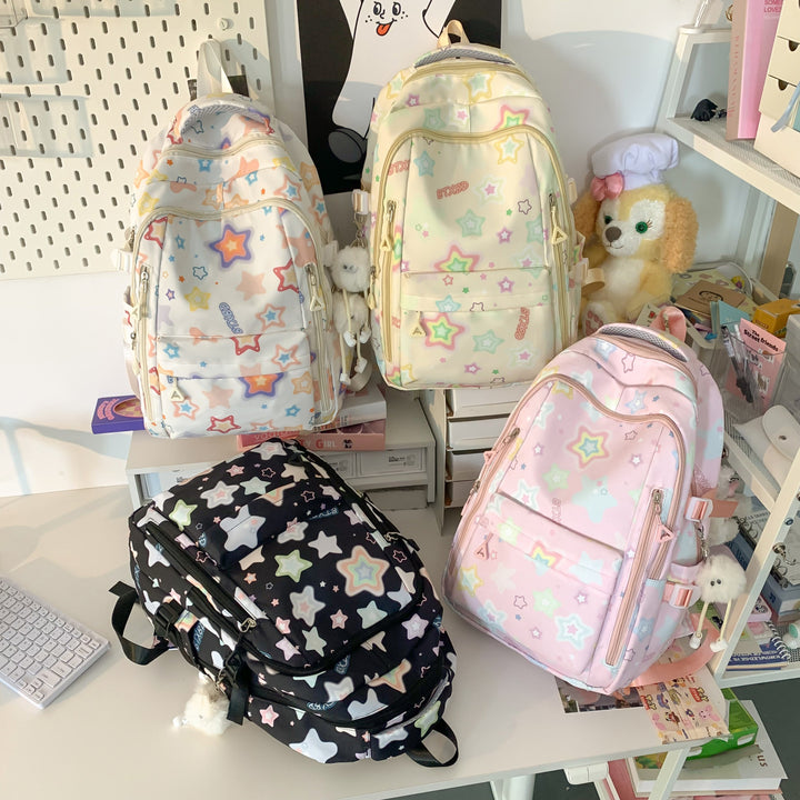 Backpack with Colorful Star Motif and Multifunctional Compartments Kalsten