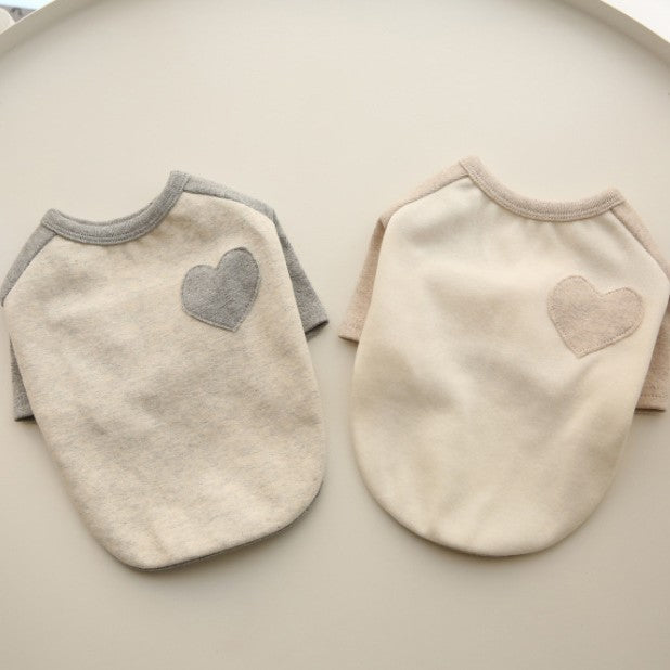 Small Dog Cotton Fleece Tee with Heart Patch