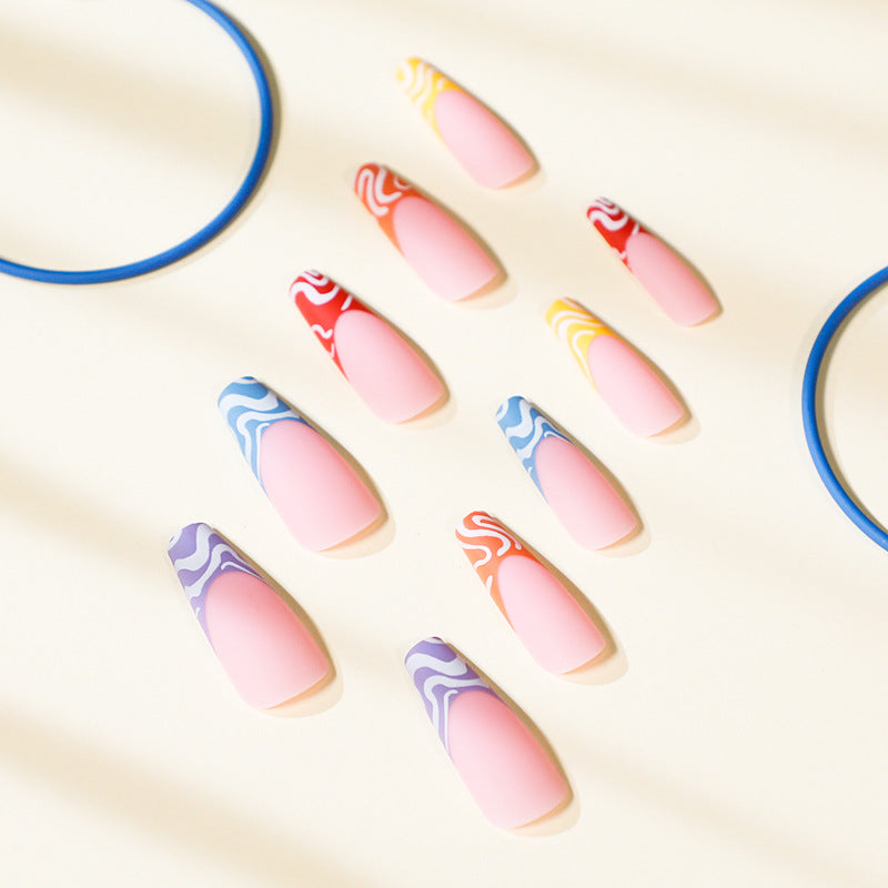 Artful Nail Extensions with Modern Color Pattern Kalsten